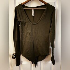 Free People Movement Olive Green Long Sleeve Women's bodysuit Size Large